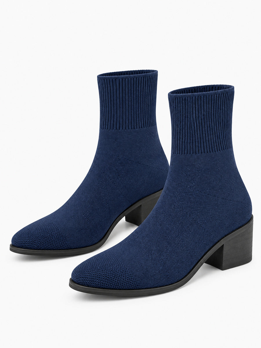 Mayalen – Bottine chaussette femme – Bleu — trois quarts
