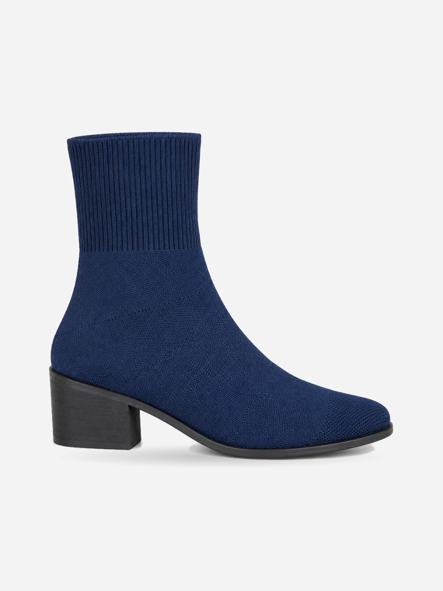 Mayalen – Bottine chaussette femme – Bleu — profil droit