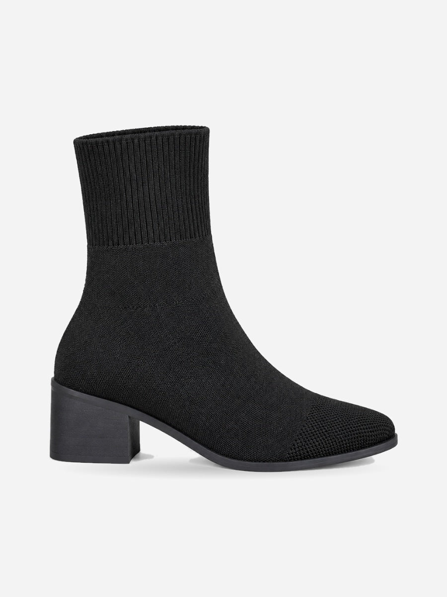 Mayalen – Bottine chaussette femme – Noir — profil droit