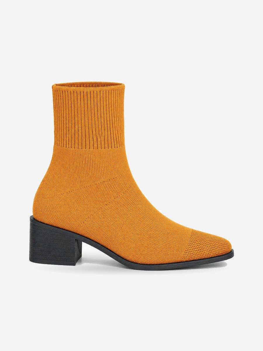 Mayalen – Bottine chaussette femme – Orange — profil droit