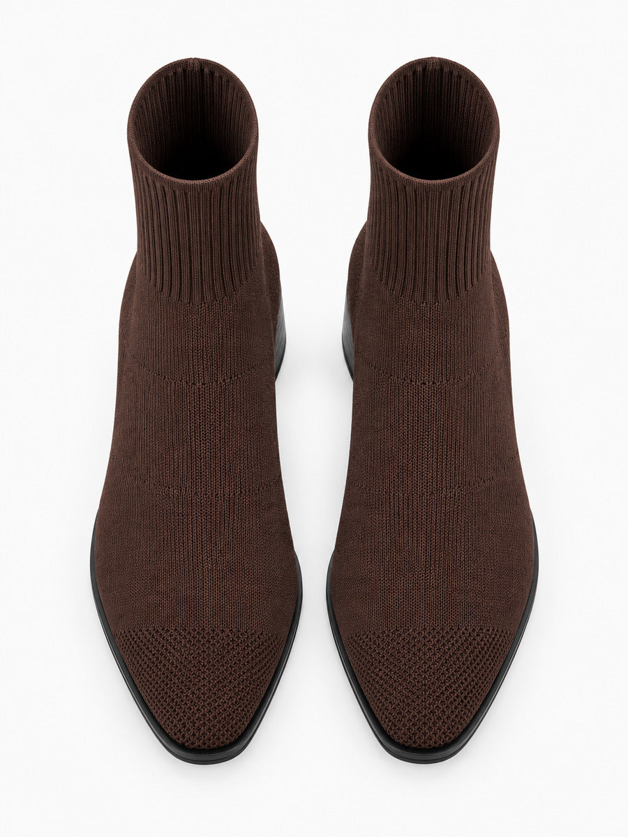 Mayalen – Bottine chaussette femme – Café — dessus