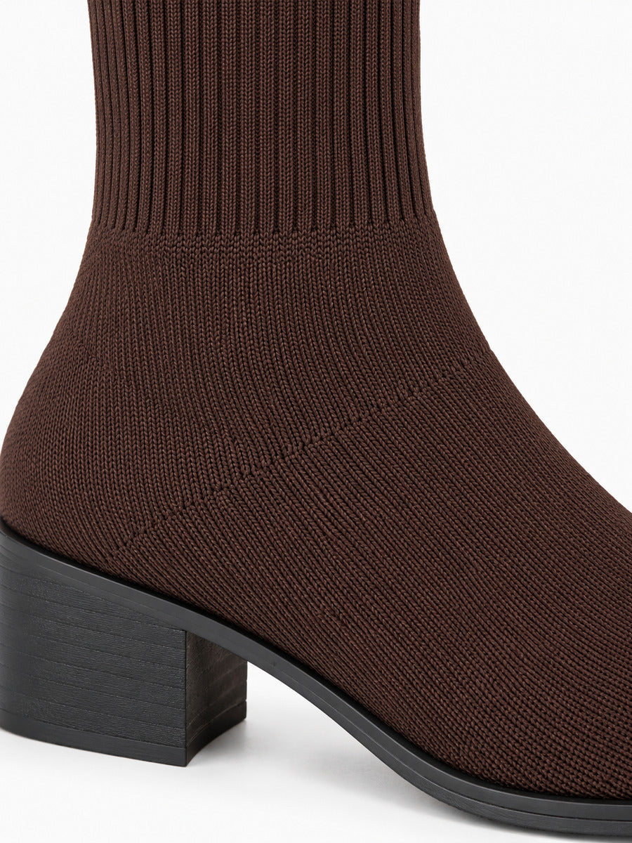 Mayalen – Bottine chaussette femme – Café — détail