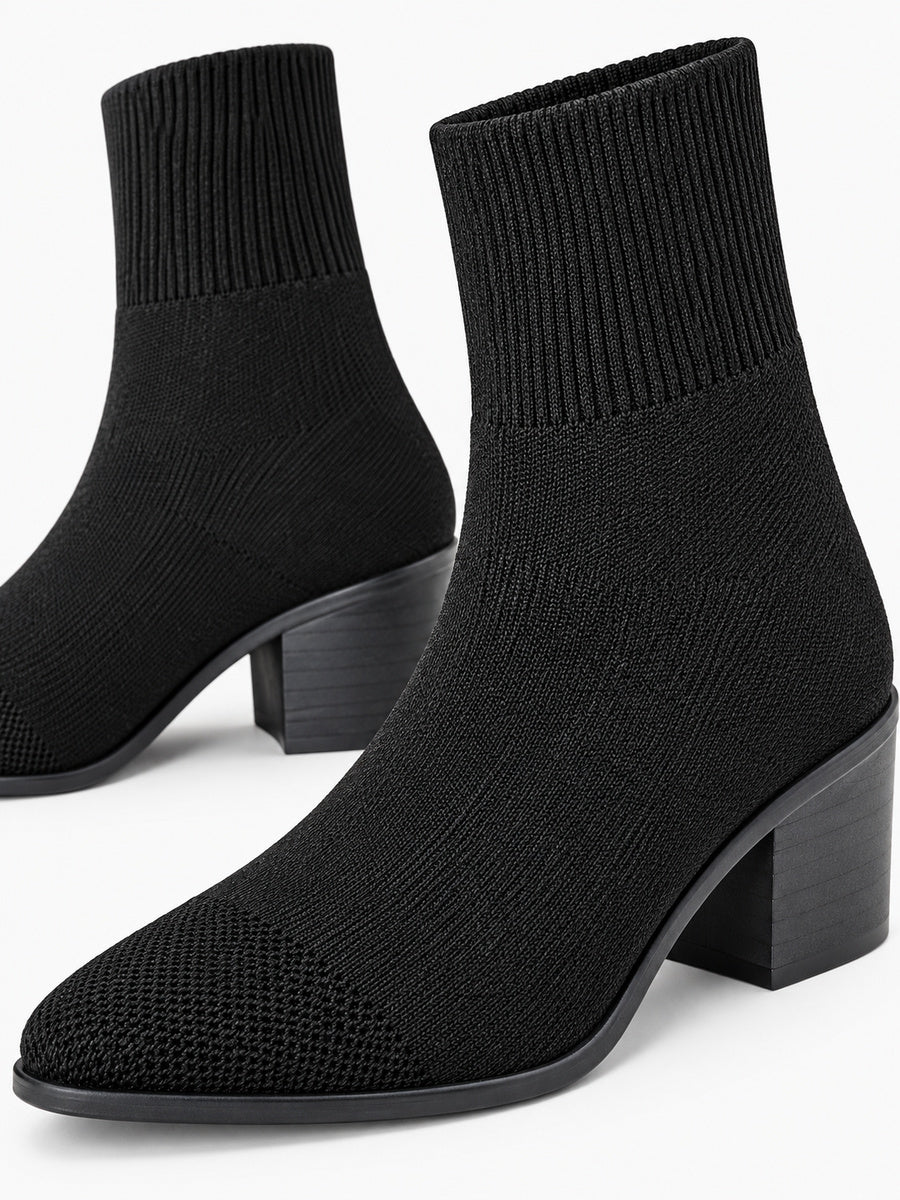 Mayalen – Bottine chaussette femme – Noir — détail