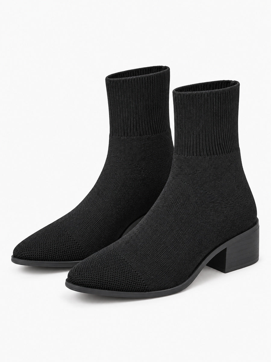 Mayalen – Bottine chaussette femme – Noir — trois quarts