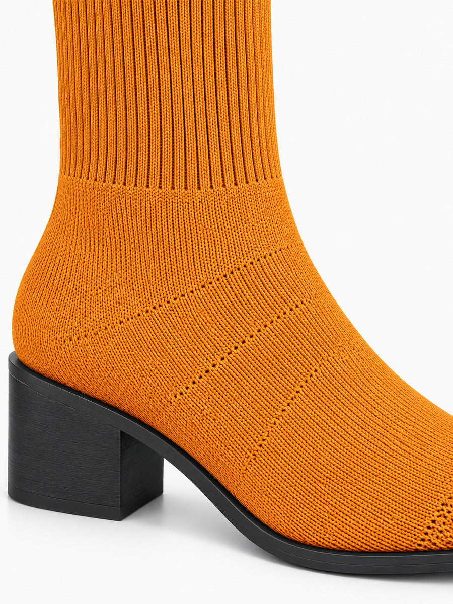 Mayalen – Bottine chaussette femme – Orange — détail