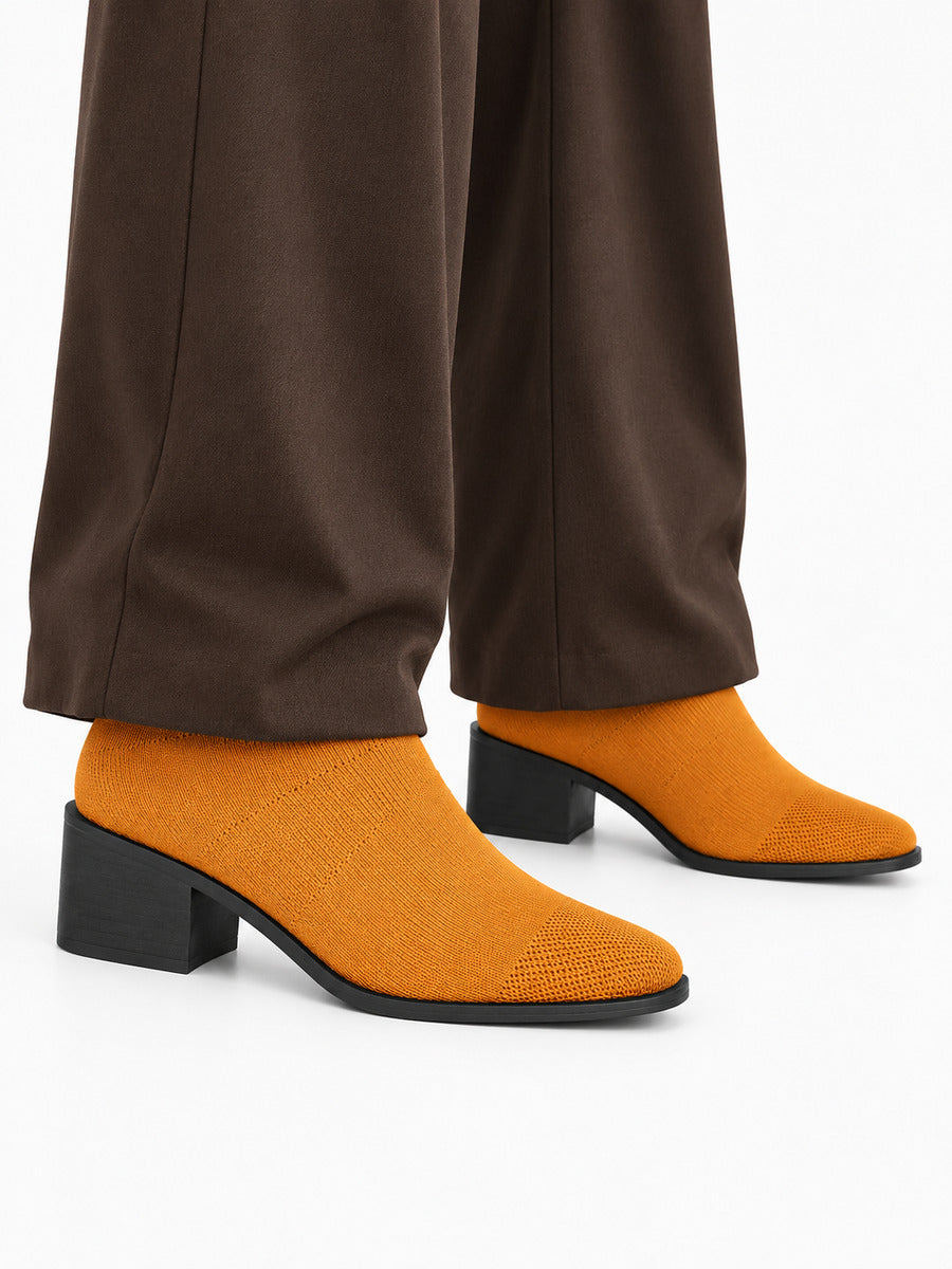 Mayalen – Bottine chaussette femme – Orange — portée