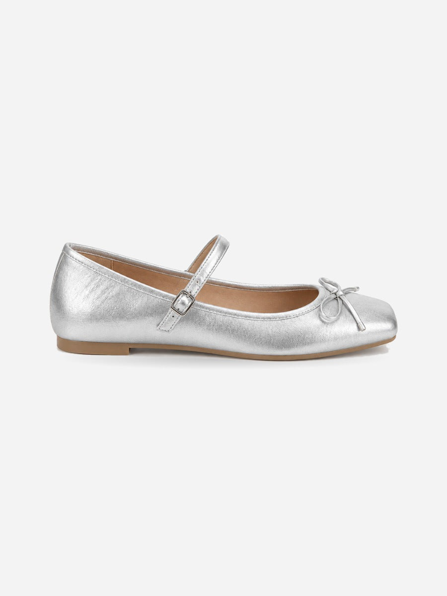 Mélanie-Marie – Babies légères à nœud papillon femme – Argent — profil droit