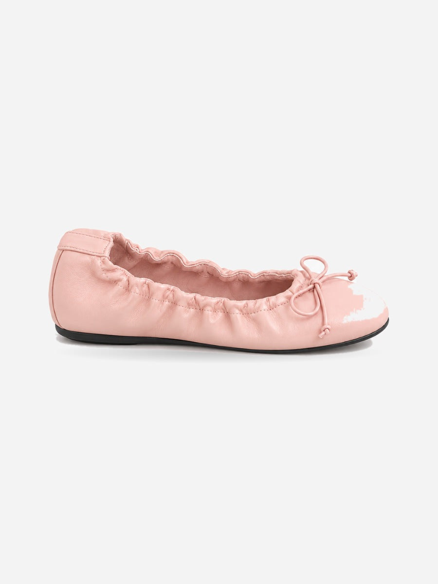 Mélanie-Rose – Babies en cuir souple à nœud femme – Rose — profil droit