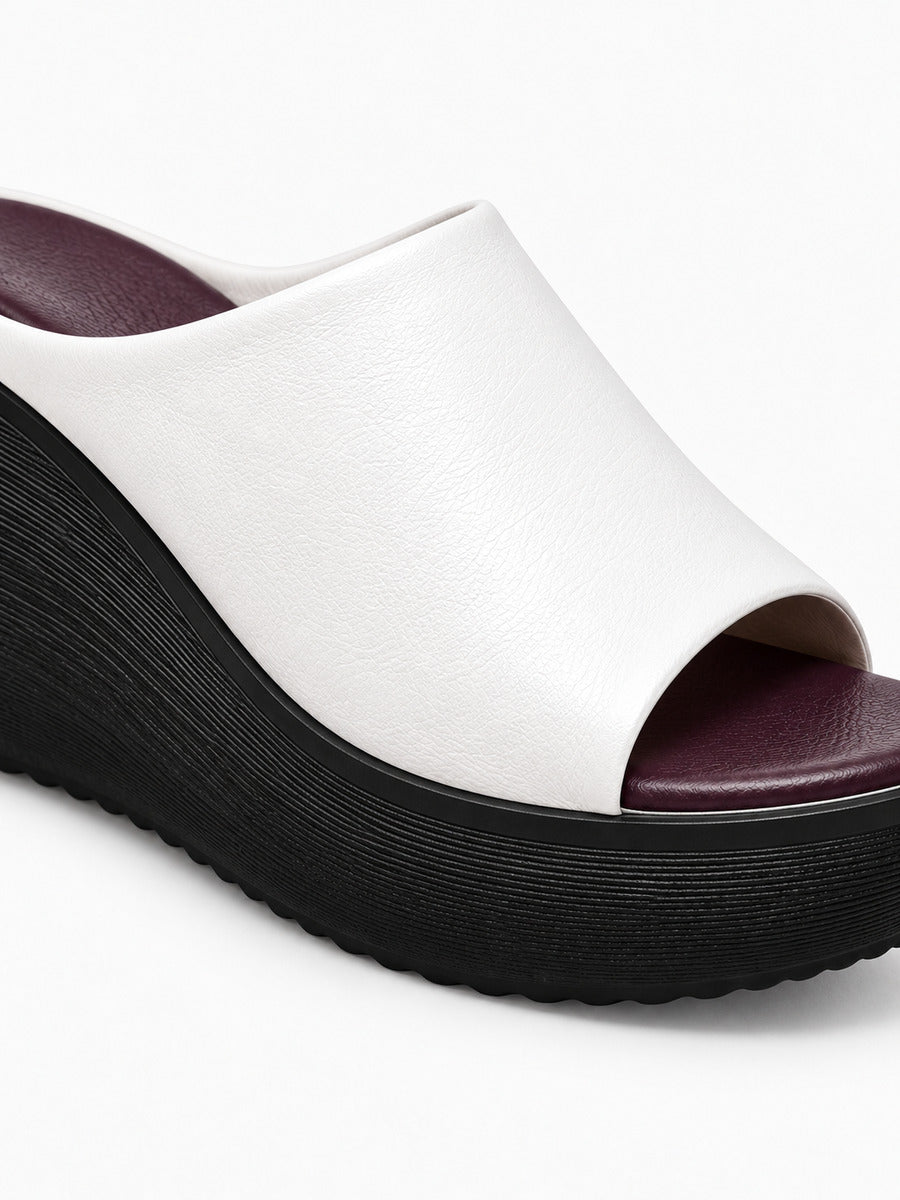 Mélissa – Sandale compensée à bout ouvert femme – Blanc — détail