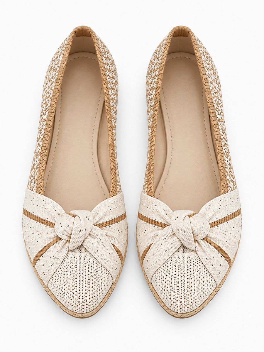 Mélodie – Chaussure plate rétro femme – Beige — dessus