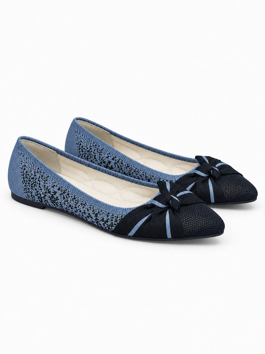 Mélodie – Chaussure plate rétro femme – Bleu — trois quarts