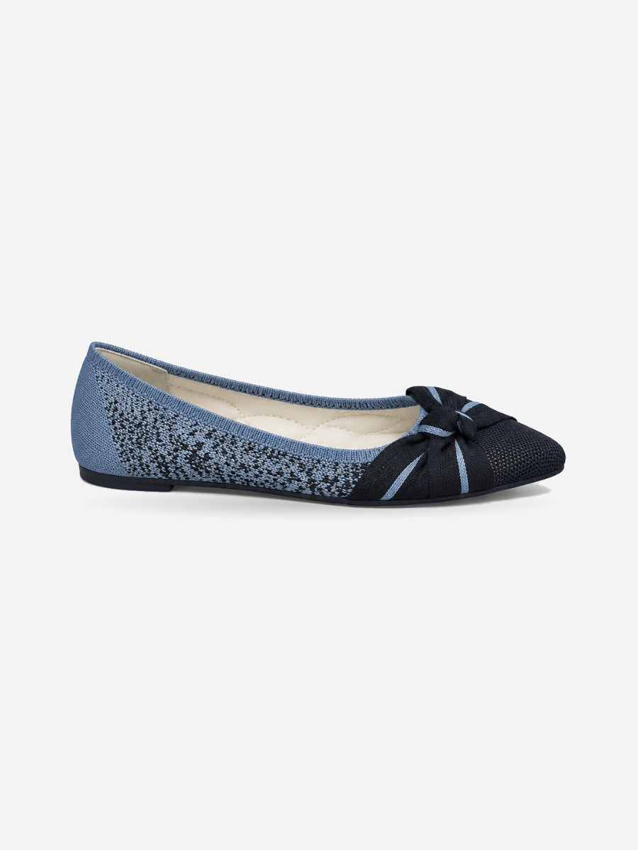 Mélodie – Chaussure plate rétro femme – Bleu — profil droit