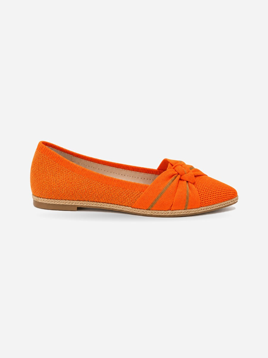 Mélodie – Chaussure plate rétro femme – Orange — profil droit
