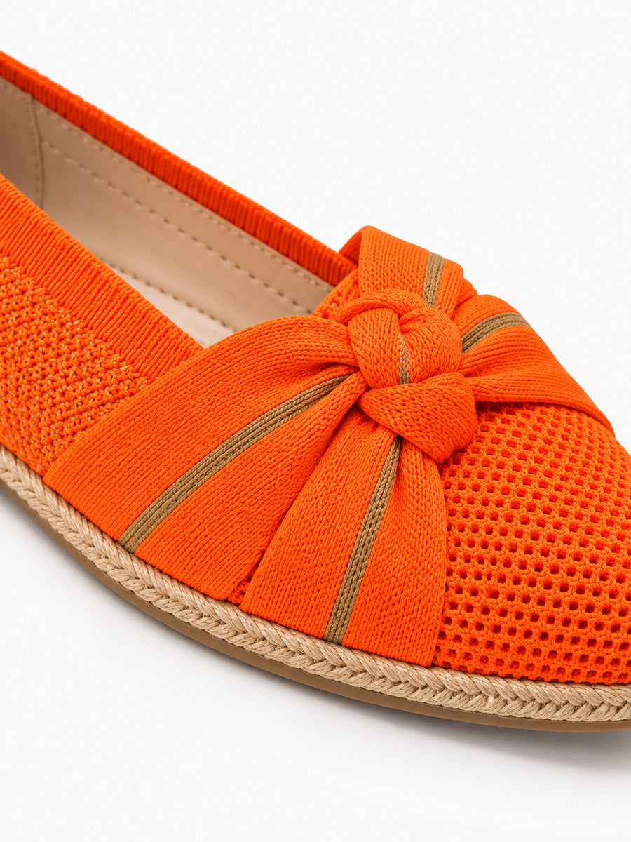 Mélodie – Chaussure plate rétro femme – Orange — détail