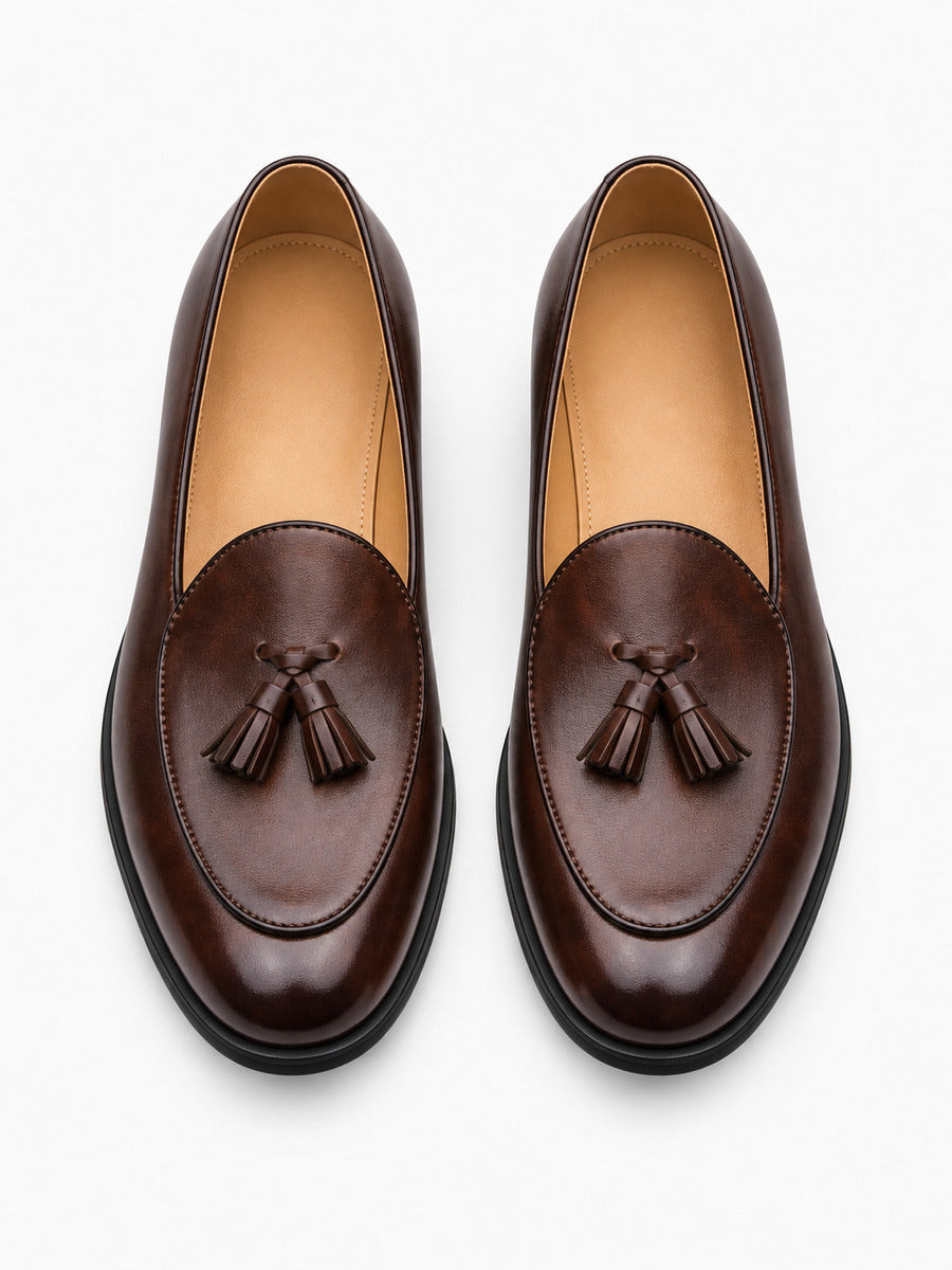 Michel – Mocassin à glands élégant homme – Marron — dessus