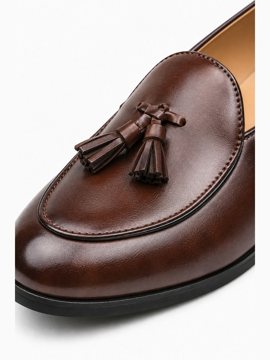 Michel – Mocassin à glands élégant homme – Marron — détail