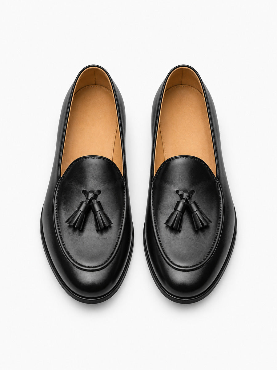 Michel – Mocassin à glands élégant homme – Noir — dessus