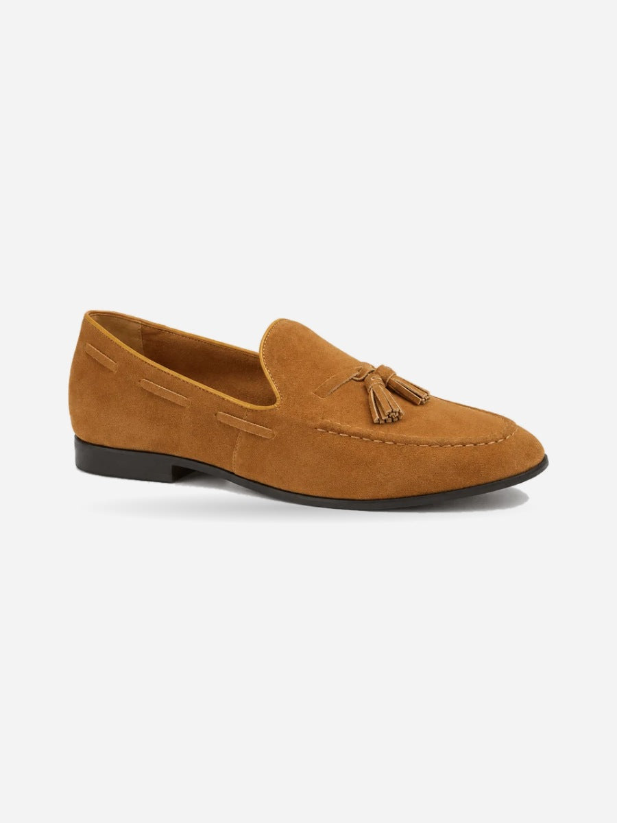 Milo – Mocassin à pampilles homme – Camel — profil droit