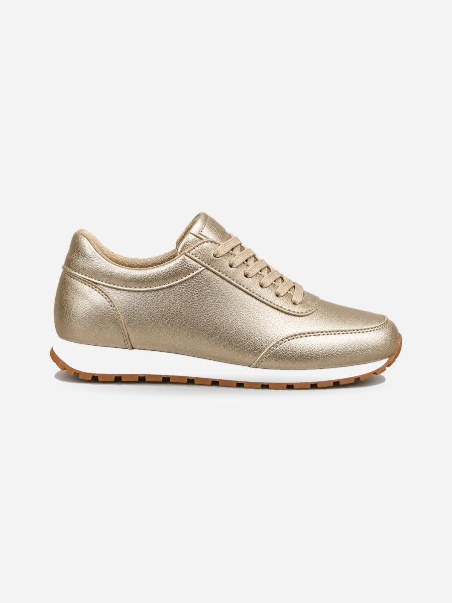 Mina – Basket en cuir femme – Doré — profil droit