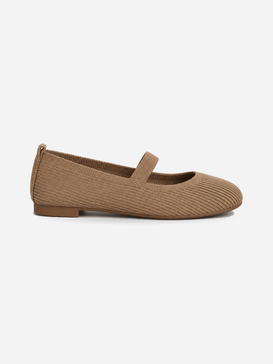 Mirabelle – Ballerine tricotée femme – Kaki — profil droit