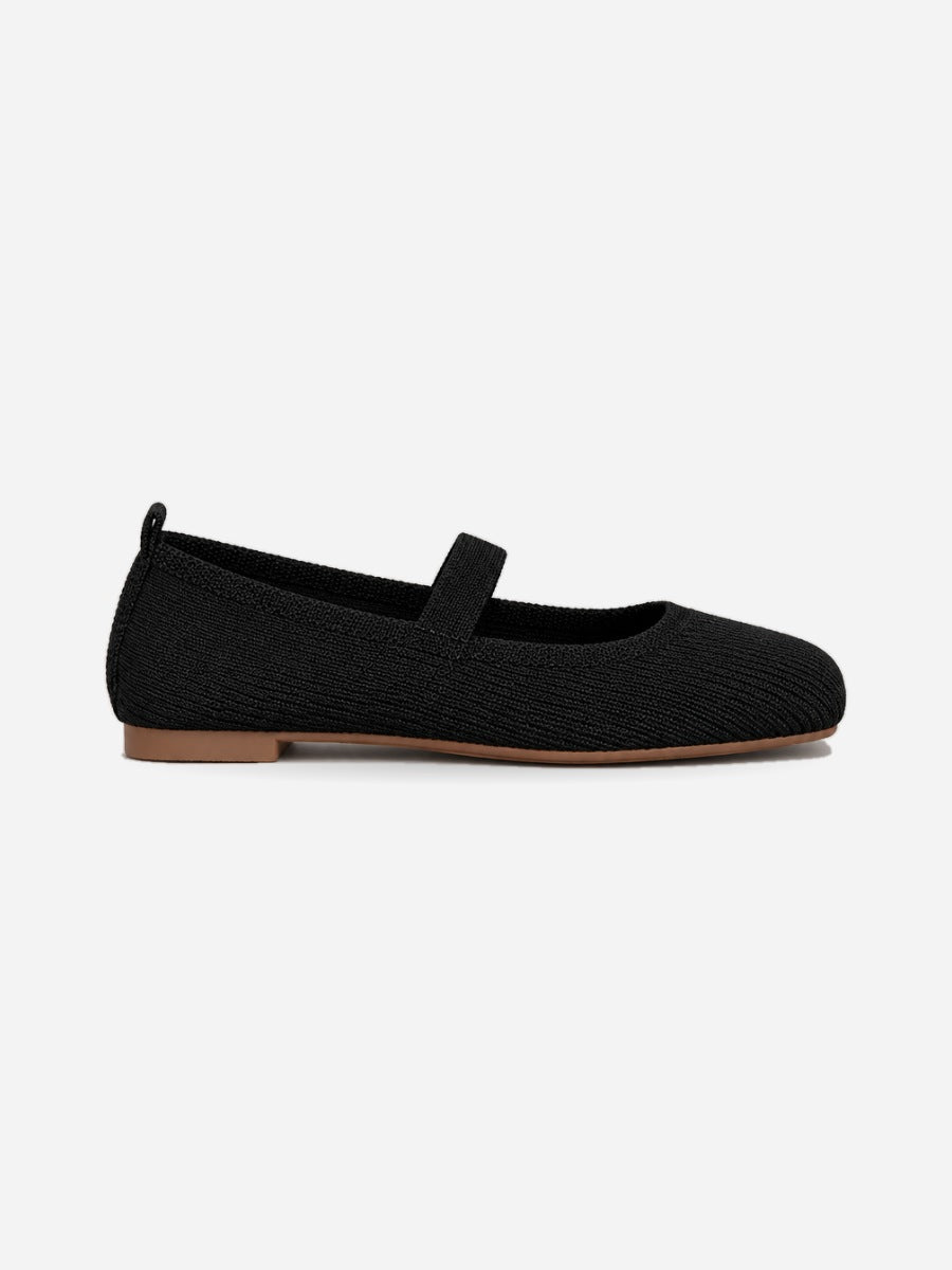 Mirabelle – Ballerine tricotée femme – Noir — profil droit