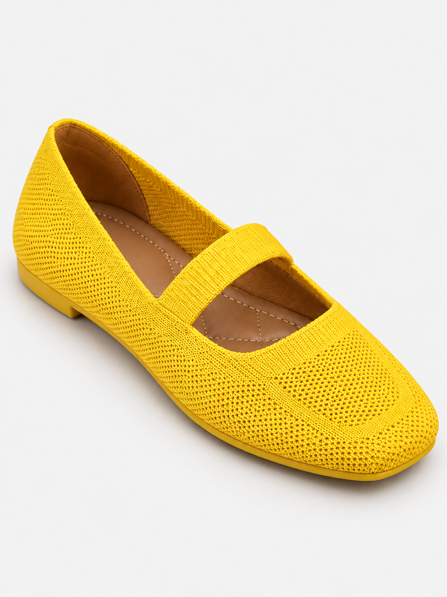 Miriam – Ballerine en maille femme – Jaune — détail