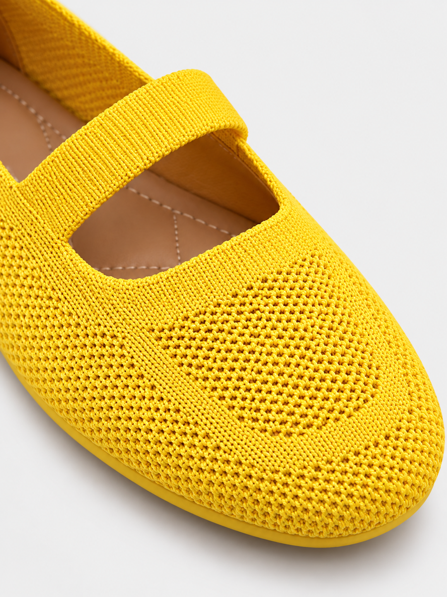 Miriam – Ballerine en maille femme – Jaune — détail