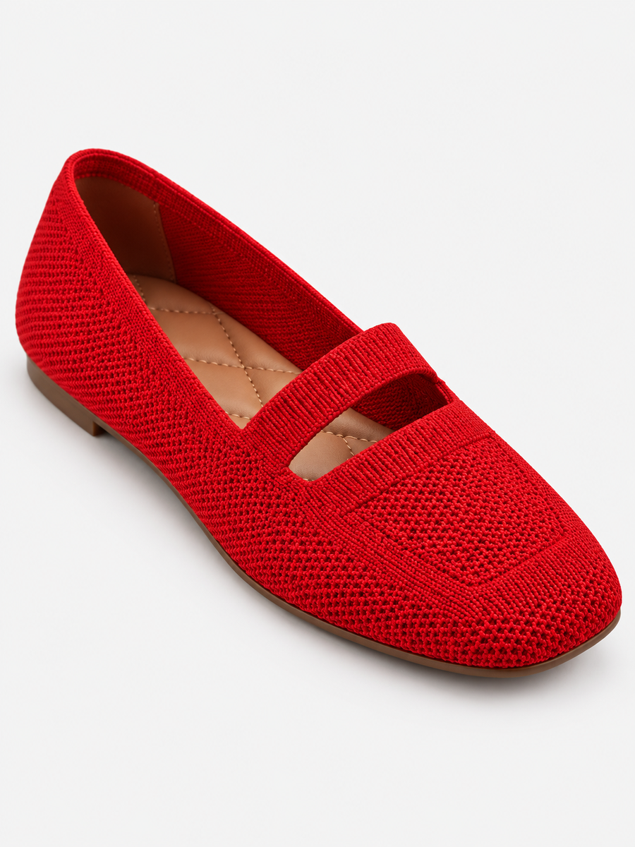 Miriam – Ballerine en maille femme – Rouge — détail