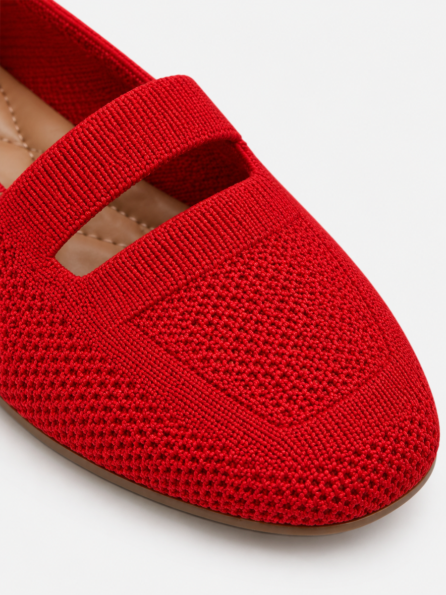 Miriam – Ballerine en maille femme – Rouge — détail