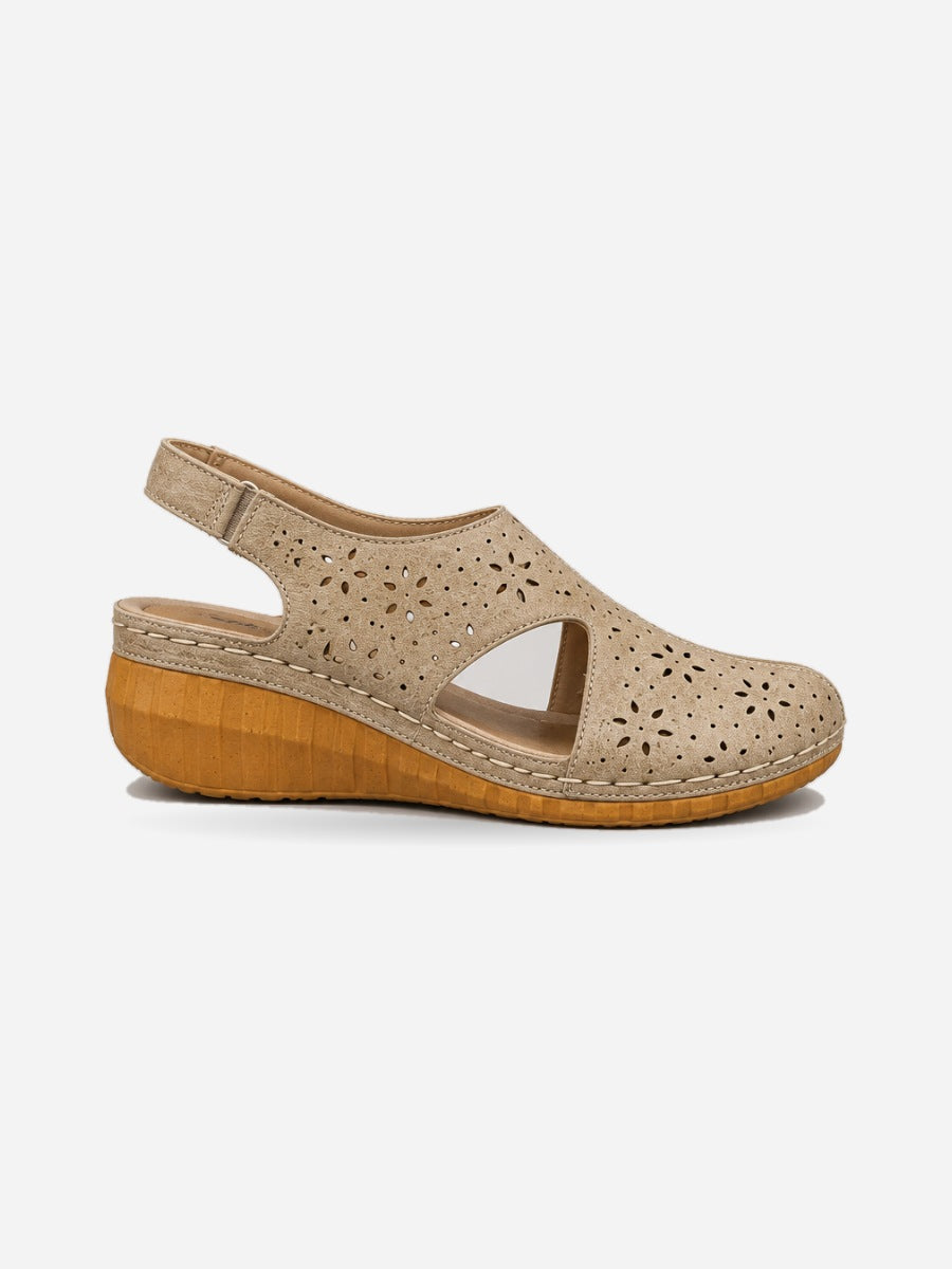 Monique – Sandale compensée plage femme – Kaki — profil droit