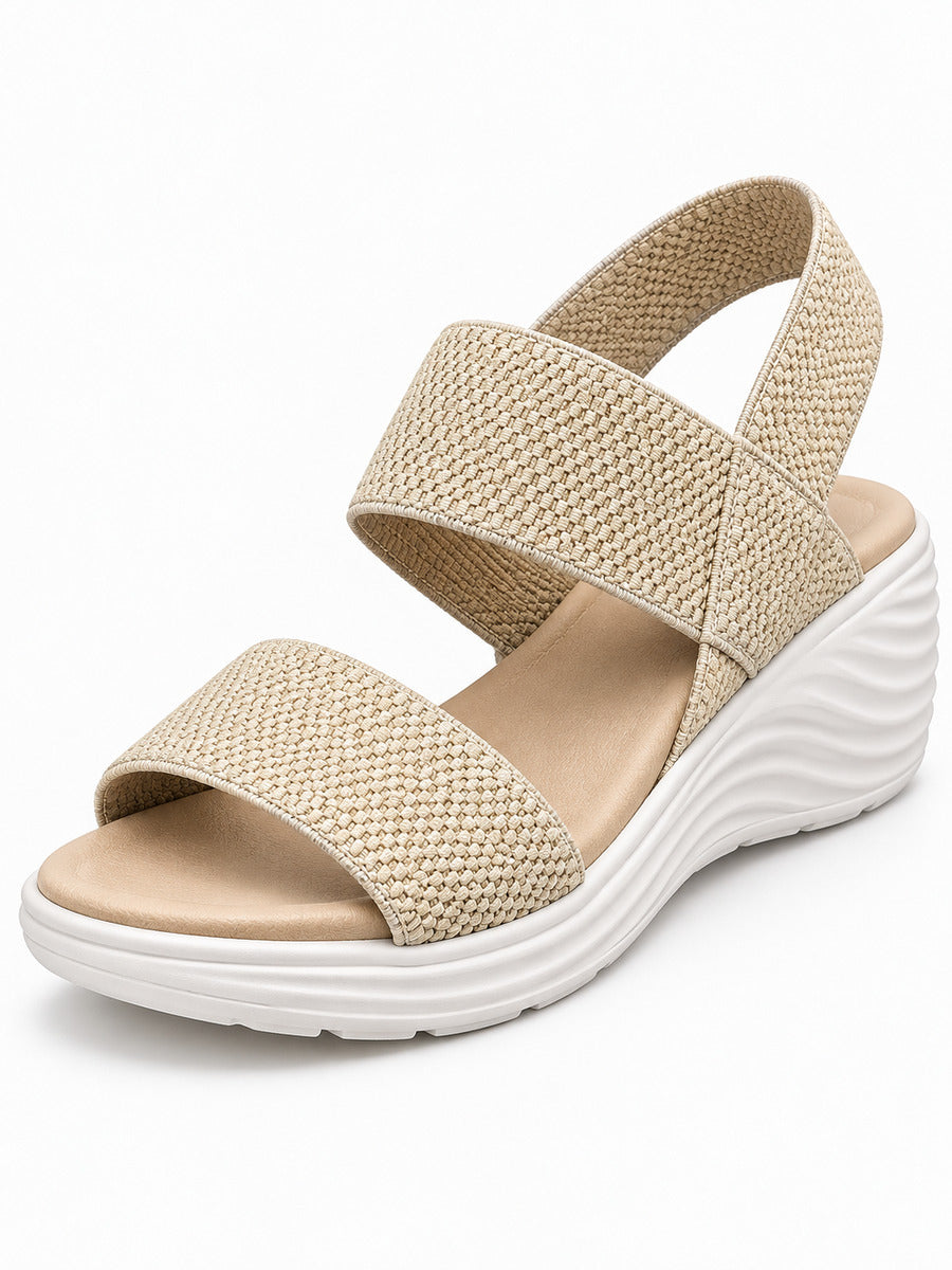 Natacha – Sandale compensée élastique femme – Beige — détail