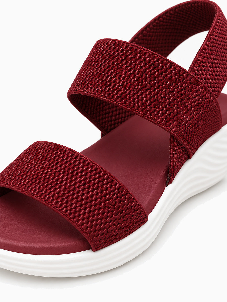 Natacha – Sandale compensée élastique femme – Bordeaux — détail