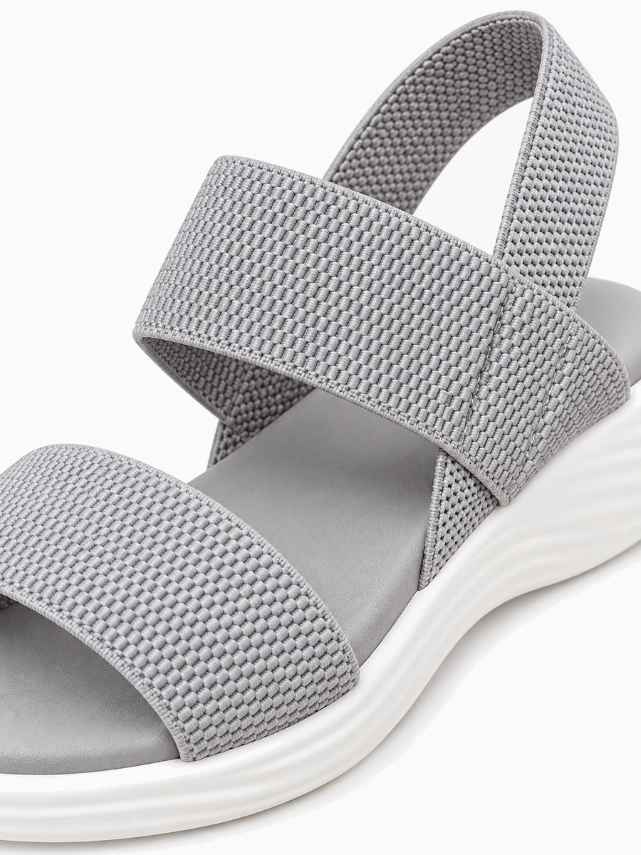 Natacha – Sandale compensée élastique femme – Gris — détail