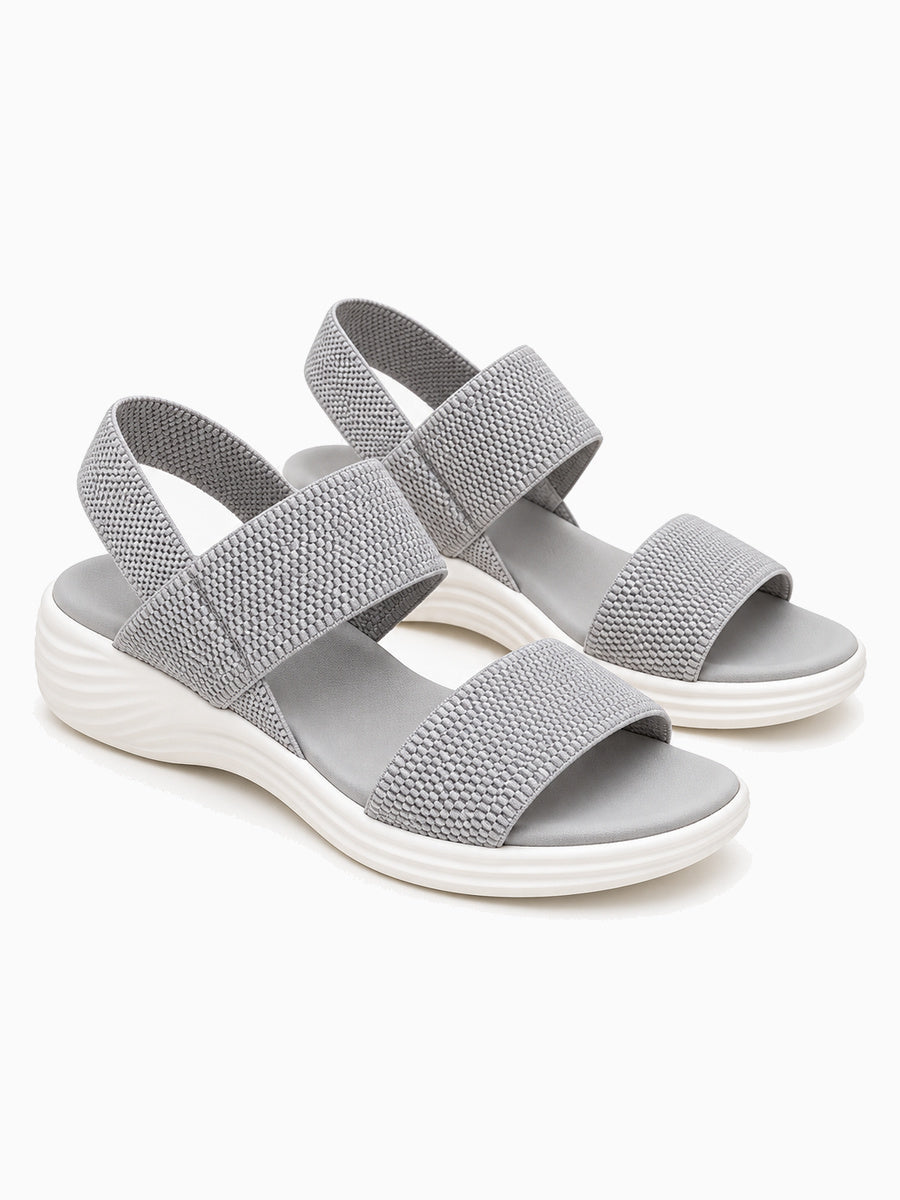 Natacha – Sandale compensée élastique femme – Gris — trois quarts