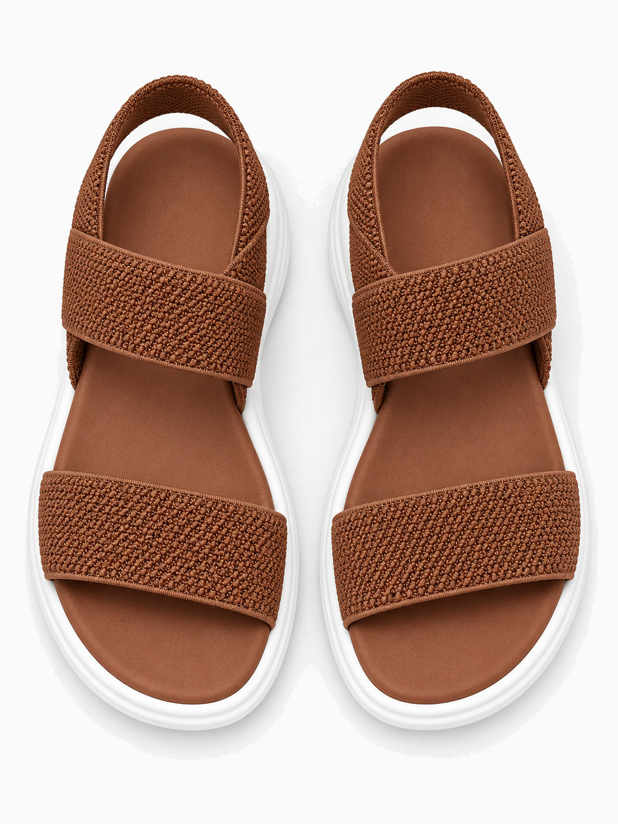 Natacha – Sandale compensée élastique femme – Marron — dessus