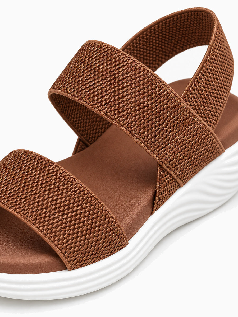 Natacha – Sandale compensée élastique femme – Marron — détail
