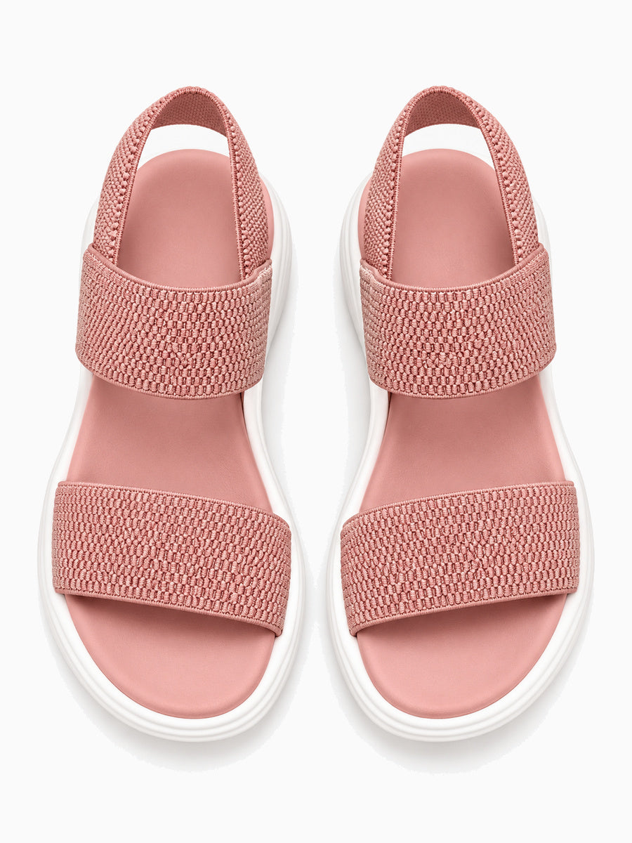 Natacha – Sandale compensée élastique femme – Rose — dessus