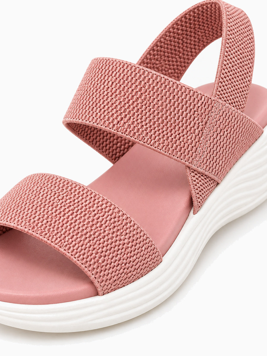Natacha – Sandale compensée élastique femme – Rose — détail