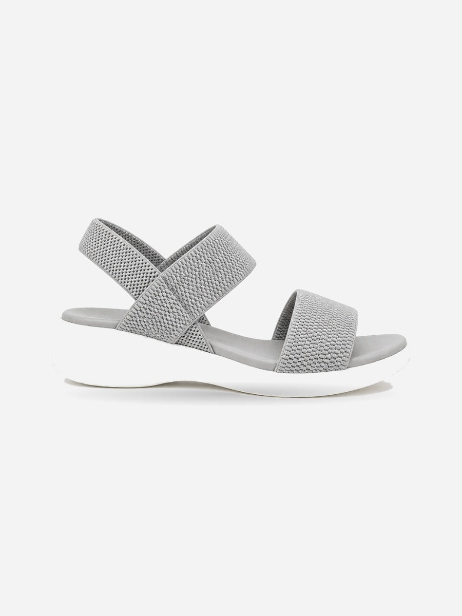 Natacha – Sandale compensée élastique femme – Gris — profil droit