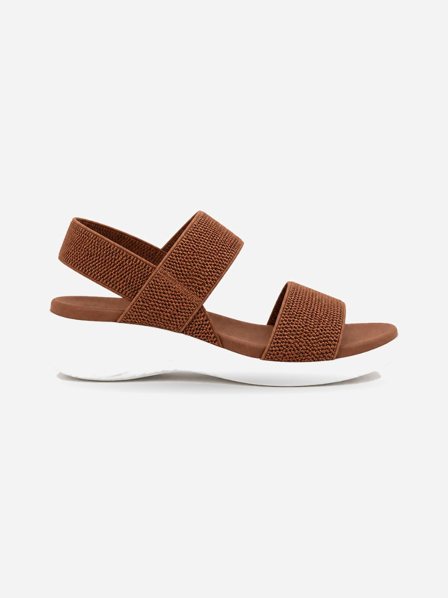 Natacha – Sandale compensée élastique femme – Marron — profil droit