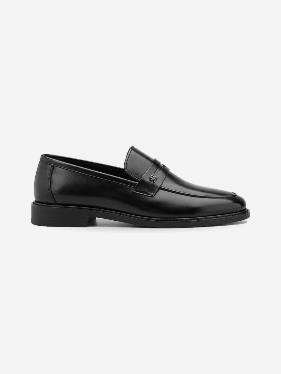 Nathan – Mocassin en cuir homme – Noir — profil droit