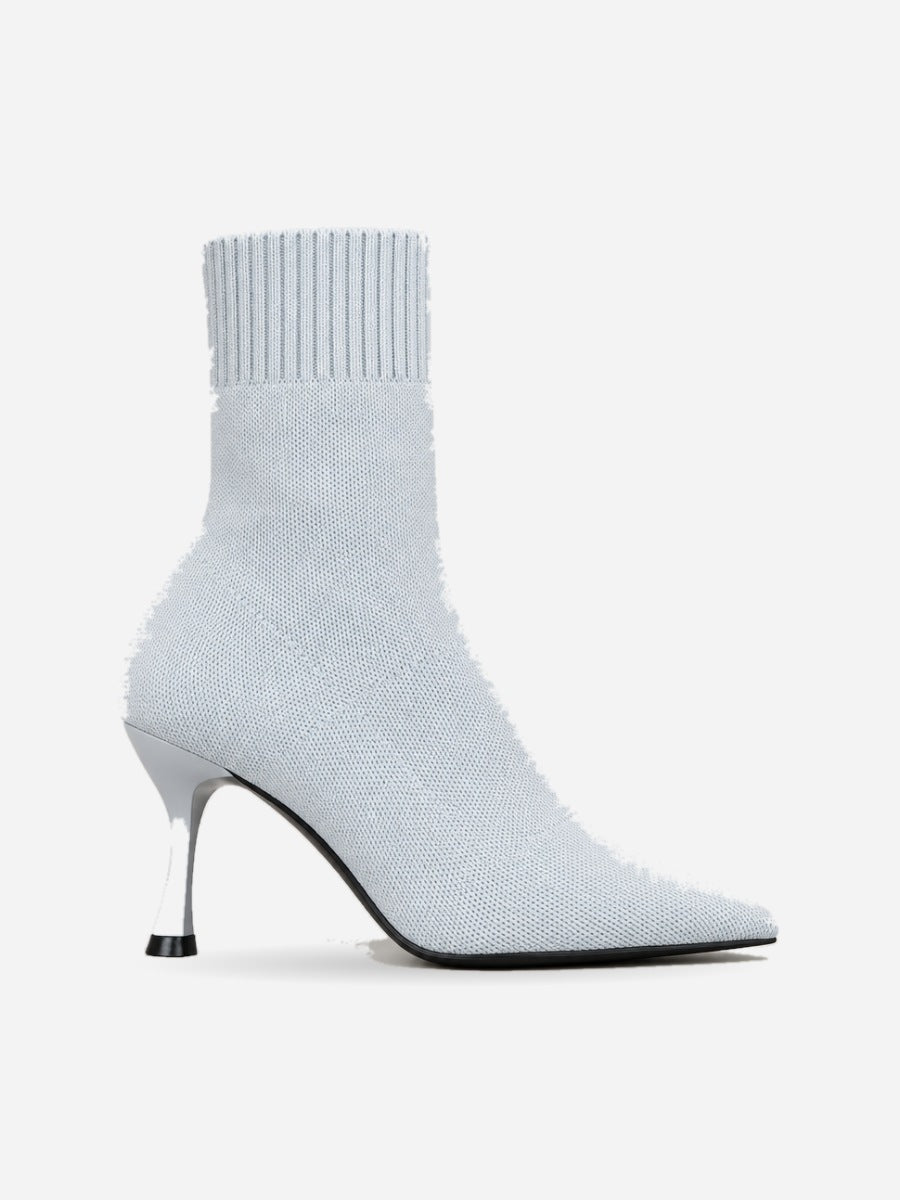 Nellie – Bottine chaussette à talon femme – Gris clair — profil droit