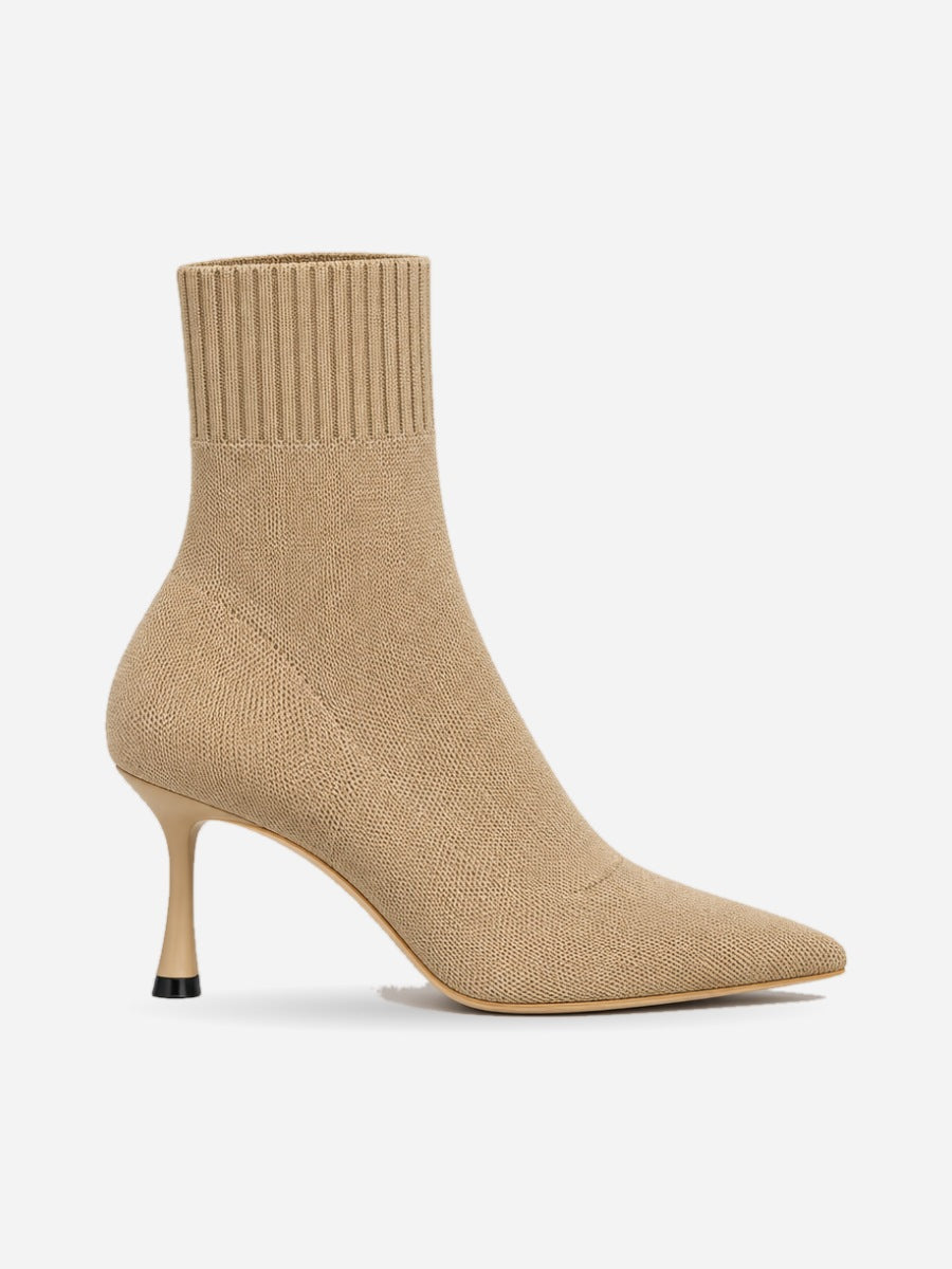 Nellie – Bottine chaussette à talon femme – Kaki — profil droit
