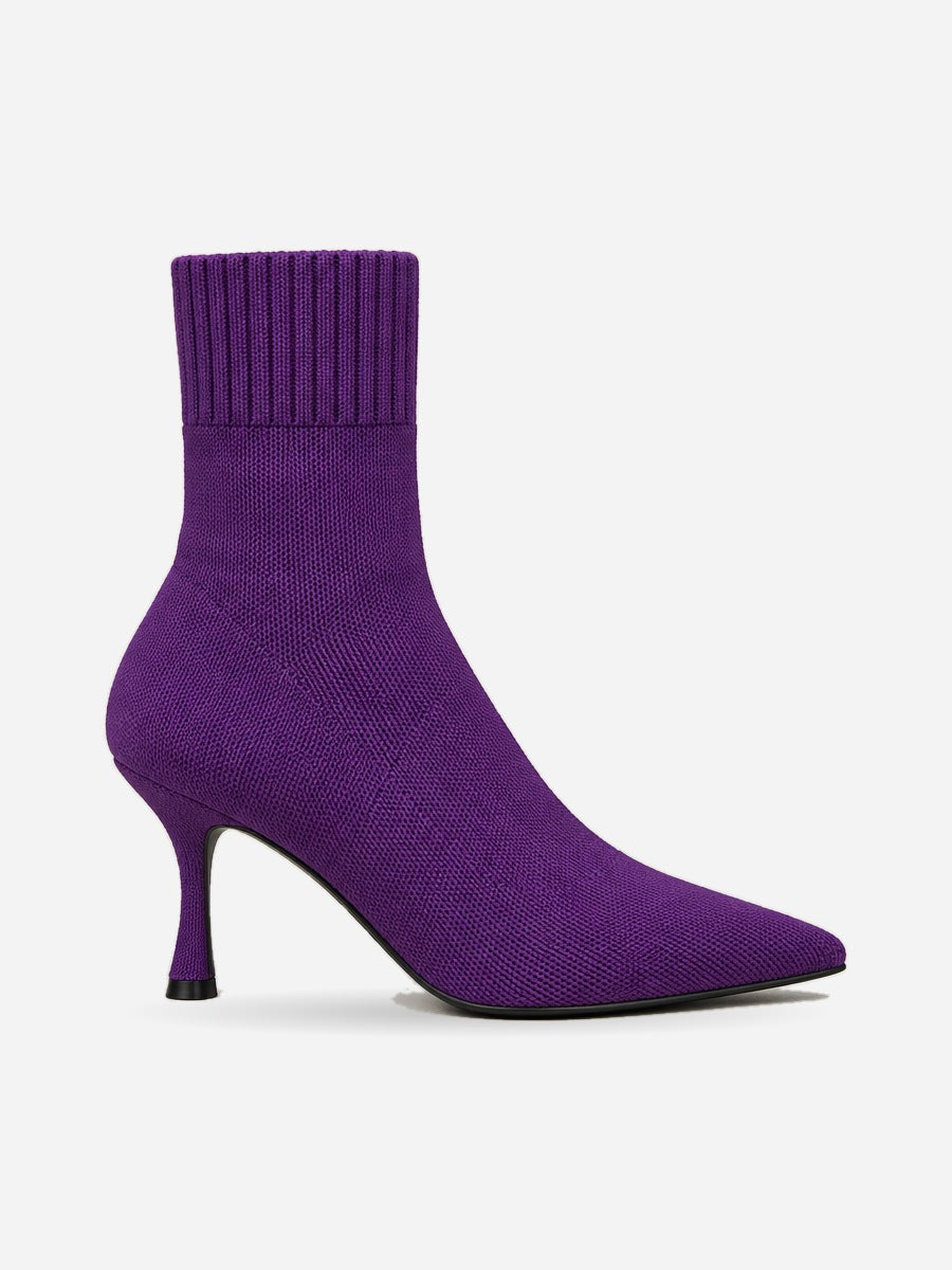 Nellie – Bottine chaussette à talon femme – Violet — profil droit