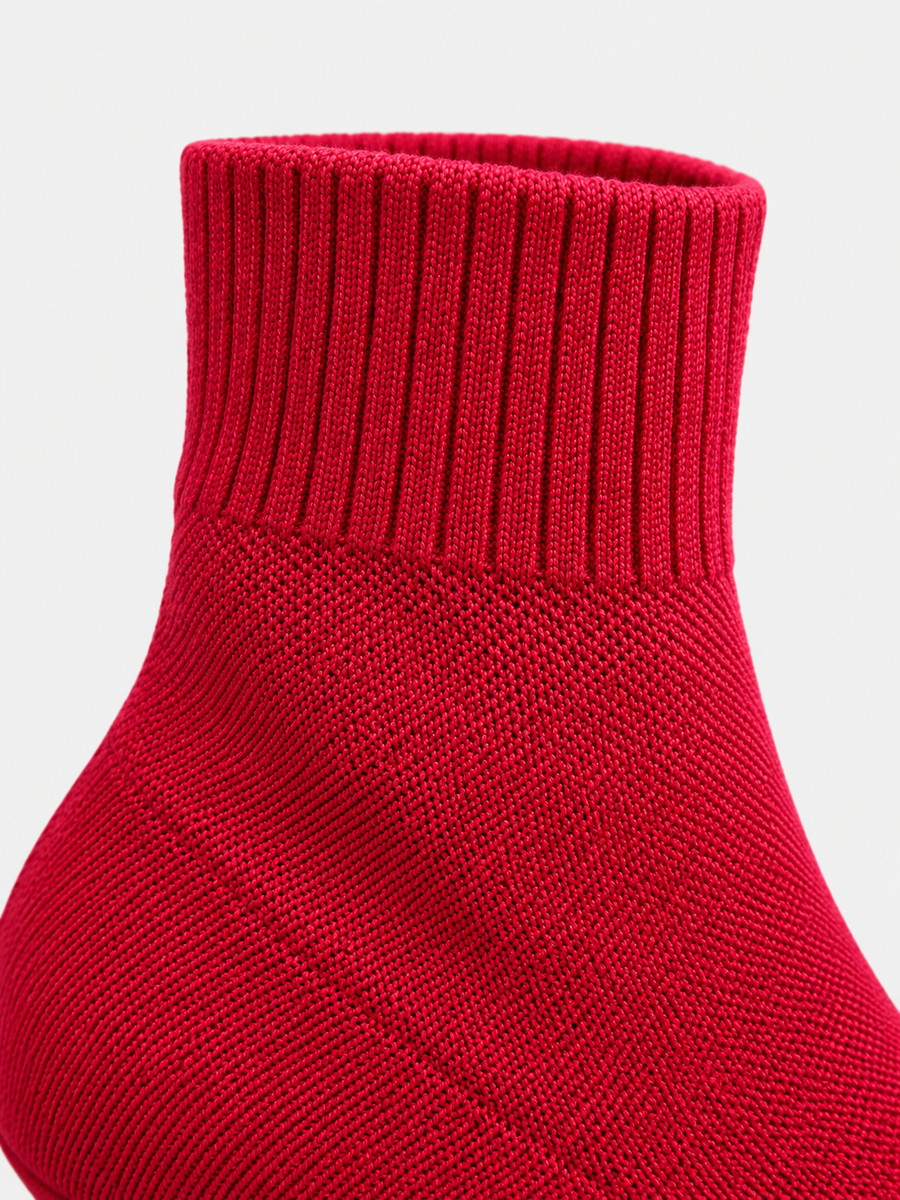 Nellie – Bottine chaussette à talon femme – Rouge — détail