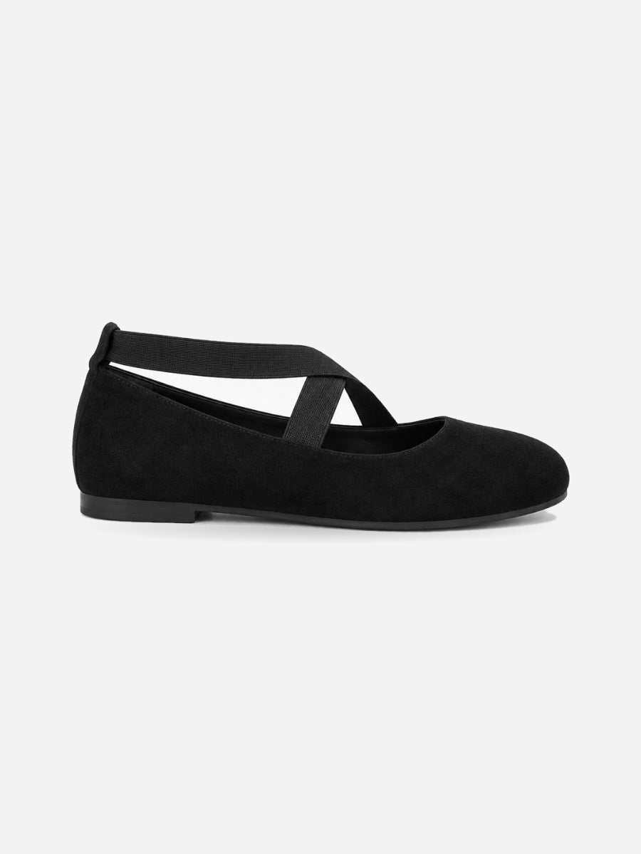 Nelly – Babies Mary Jane en daim femme – Noir — profil droit