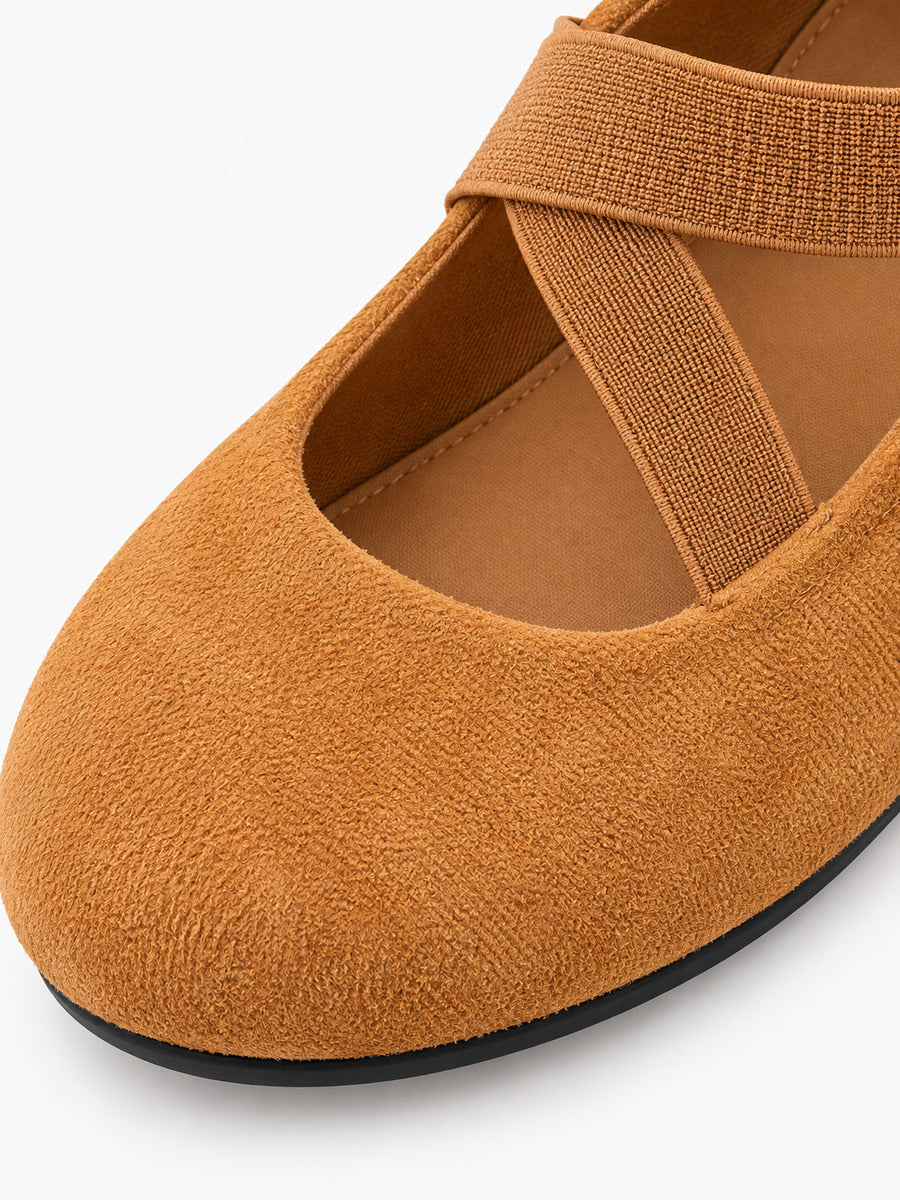Nelly – Babies Mary Jane en daim femme – Camel — détail