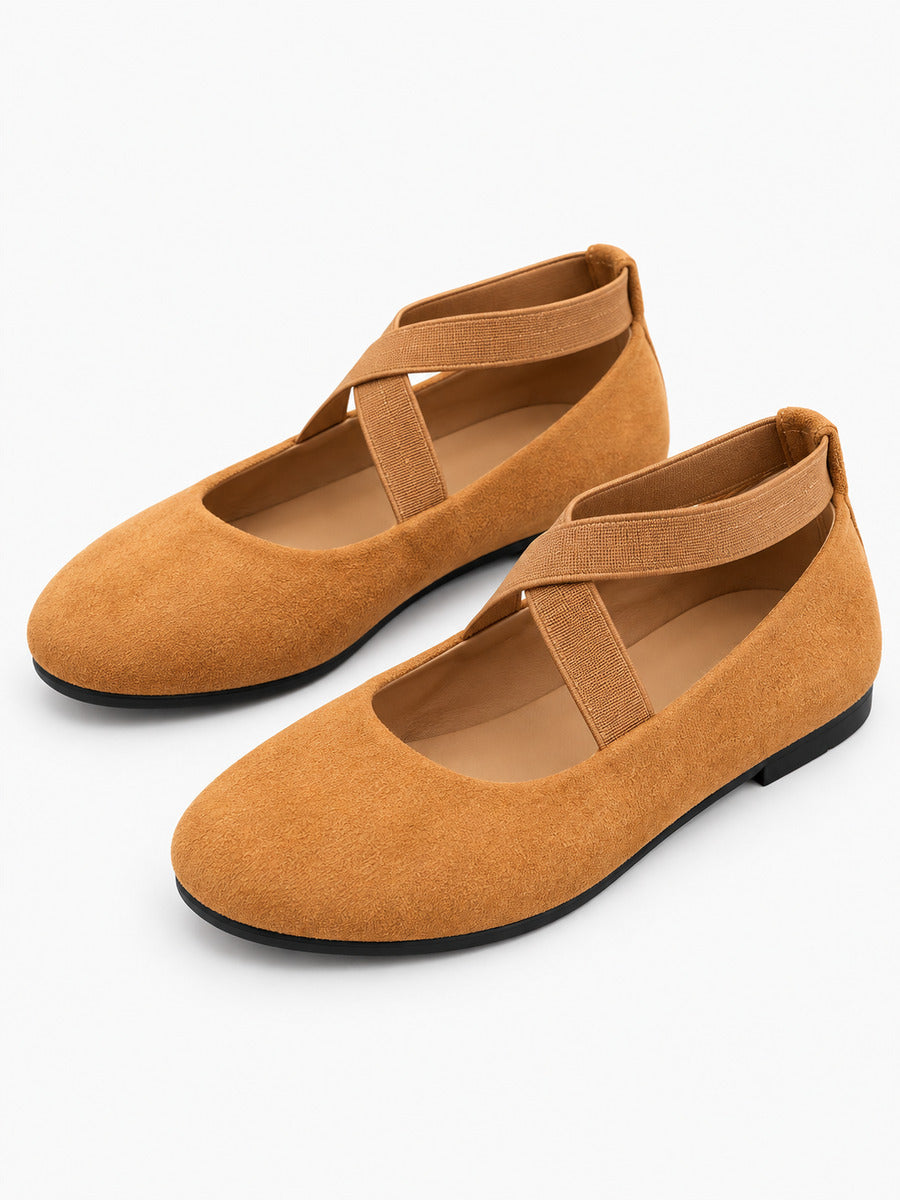 Nelly – Babies Mary Jane en daim femme – Camel — trois quarts