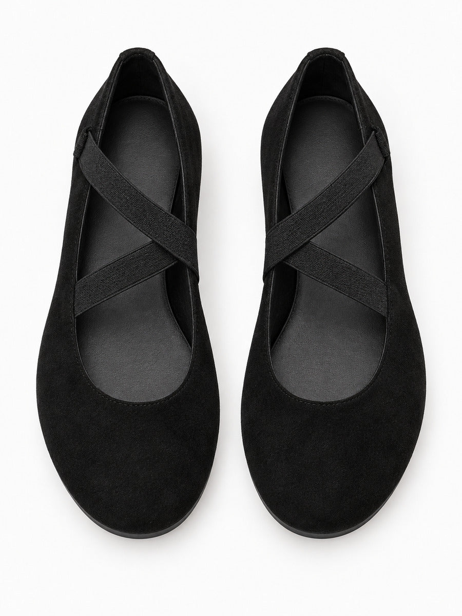 Nelly – Babies Mary Jane en daim femme – Noir — dessus