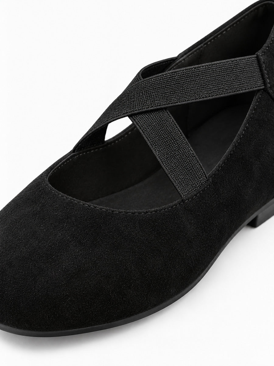Nelly – Babies Mary Jane en daim femme – Noir — détail